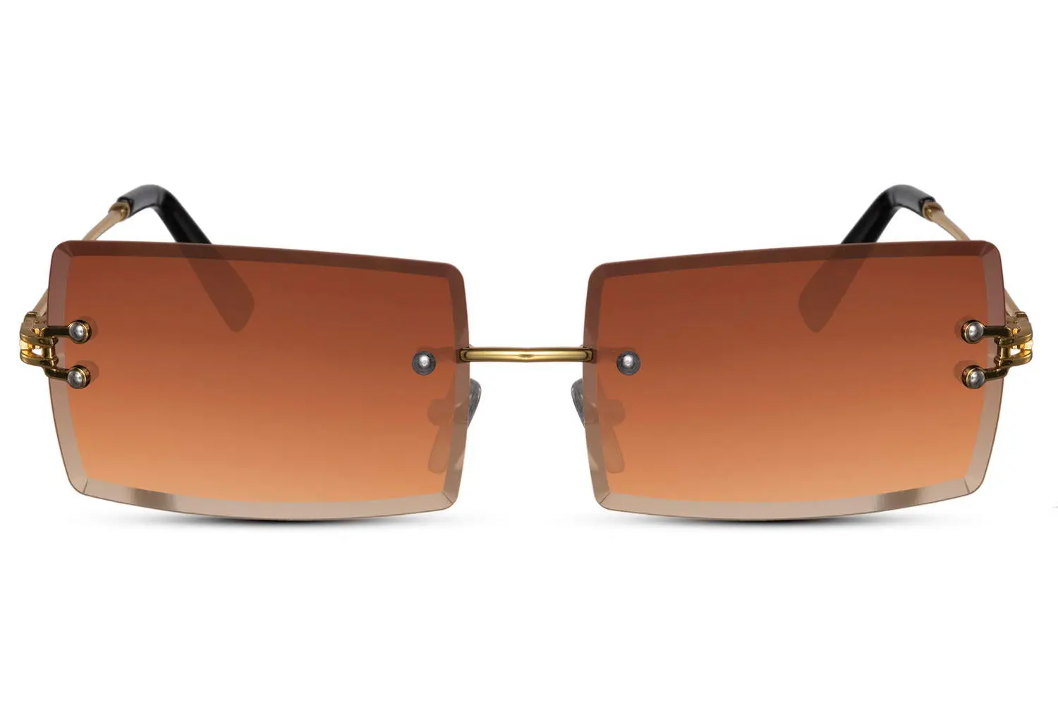 Occhiali da sole rettangolari stile Cartier con lenti marroni M2 Sunglasses